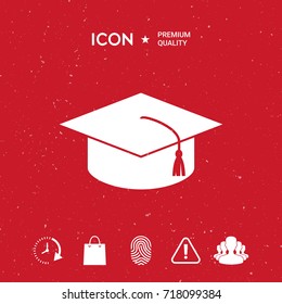 Master cap for graduates, square academic cap, graduation cap icon