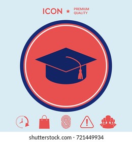 Master cap for graduates, square academic cap, graduation cap icon