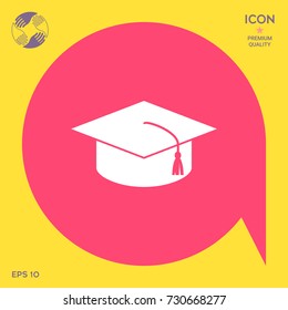 Master cap for graduates, square academic cap, graduation cap icon