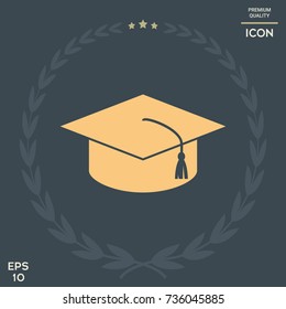 Master cap for graduates, square academic cap, graduation cap icon