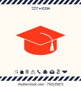 Master cap for graduates, square academic cap, graduation cap icon