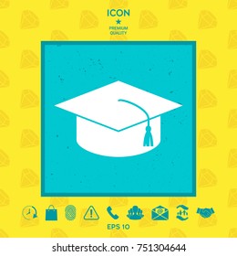Master cap for graduates, square academic cap, graduation cap icon