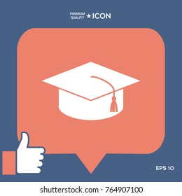 Master cap for graduates, square academic cap, graduation cap icon