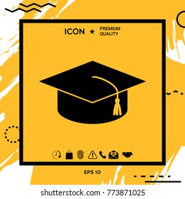 Master cap for graduates, square academic cap, graduation cap icon
