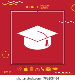 Master cap for graduates, square academic cap, graduation cap icon