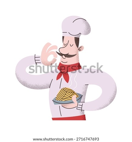 Master chef character cooking pasta