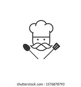 master chef concept with mustache and hat cafe menu, restaurant vector icon