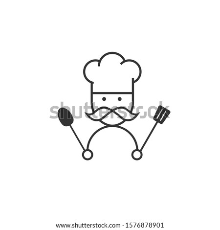master chef concept with mustache and hat cafe menu, restaurant vector icon