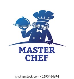 Master chef creative symbol concept. Cook mustache and hat, cafe menu, restaurant kitchen abstract business logo. Baker, spoon tasty food line icon. Corporate identity logotype, company graphic design