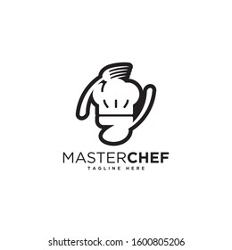 Master chef creative symbol concept. Cook mustache and hat, cafe menu, restaurant kitchen abstract business logo. Baker, spoon tasty food line icon. Corporate identity logotype