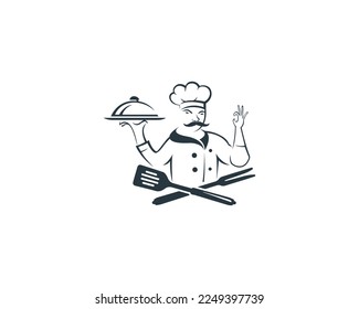 Master chef Creative vector illustration. Restaurant and bakery business logo concept.