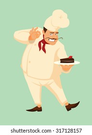 Master chef with delicious cake