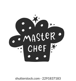 Master chef. Hand drawn vector illustration. For badges, labels, logo, bakery, street festival, farmers market, country fair, shop, kitchen classes, cafe, food studio