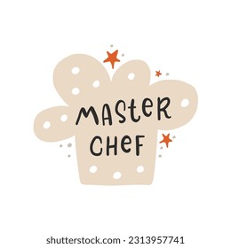 Master chef. Hand drawn vector illustration. For badges, labels, logo, bakery, street festival, farmers market, country fair, shop, kitchen classes, cafe, food studio