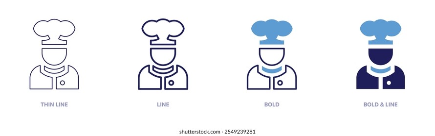 Master chef icon in 4 different styles. Thin Line, Line, Bold, and Bold Line. Duotone style. Editable stroke.