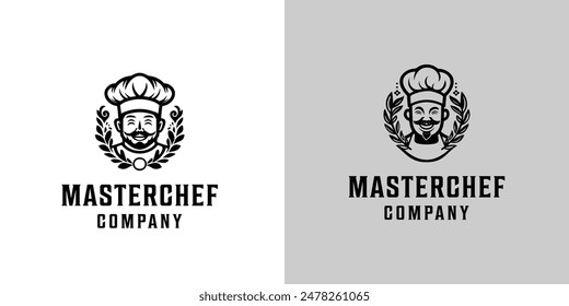 Master Chef Logo Design Vector Template. Illustration of a Master Chef Serving a Dish. Restaurant Logos and Others.