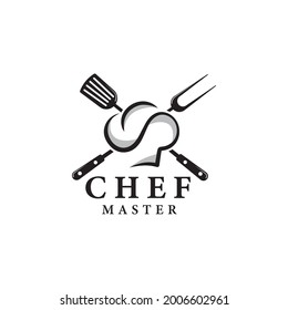 master chef logo with chef hat on white background