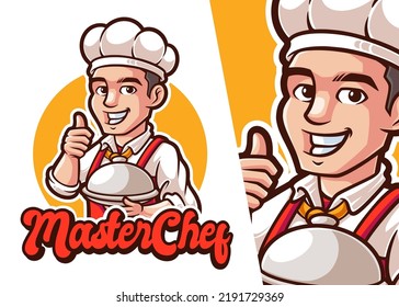 Master Chef Mascot Cartoon Logo. Man Character Profession Logo