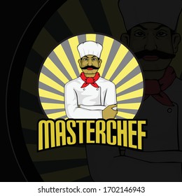 master chef mascot logo illustration vector
