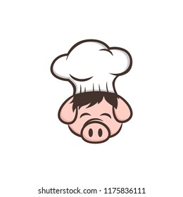 master chef pig pork bacon theme cartoon vector