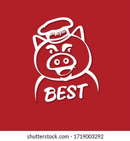 Master chef pig pork bacon theme cartoon vector logo