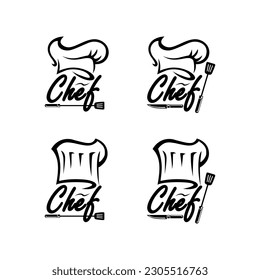 Diseño del conjunto de símbolos del logotipo del restaurante del chef