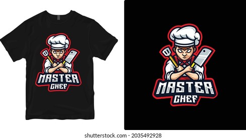 Master Chef t-shirt design. Vector print, typography, Halloween, poster, print, emblem. Global swatches.