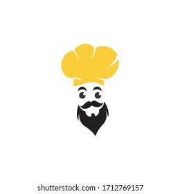 Master chef vector logo design. Head chef with mustache and beard vector logo.
