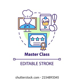 Master class concept icon. Internet courses for students. Online education trend abstract idea thin line illustration. Isolated outline drawing. Editable stroke. Arial, Myriad Pro-Bold fonts use