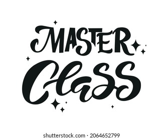 Master class hand drawn lettering . Vector Illustration. Online Education and Training. Distance Learning.



