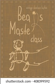 Master class of Teddy Bear in a stripe. Vector graphics