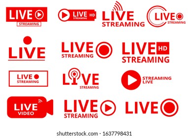 Master collection set of  vector live video streaming logo. live video broadcast logo. suitable for your design multimedia needs.