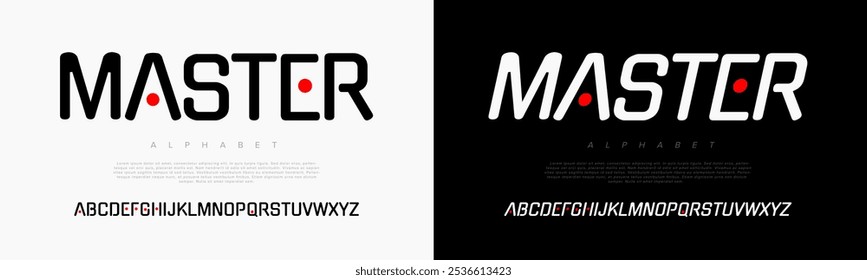 Master creative modern geometric urban alphabet font. Digital abstract futuristic, game, techno, robot, music, logo, sport, minimal technology typography. Simple numeric vector illustration