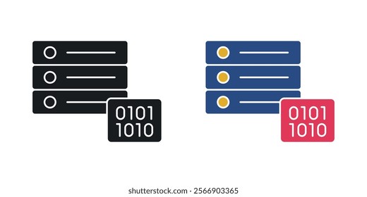 Master data icon set in black and colored