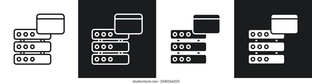 Conjunto de ícones de dados mestres. Símbolos vetoriais em cores pretas e brancas.