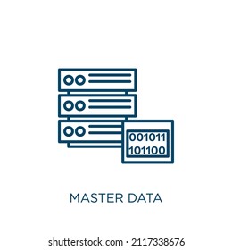 master data icon. Thin linear master data outline icon isolated on white background. Line vector master data sign, symbol for web and mobile