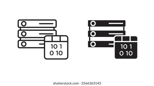 Master data icons in line stroke and flat versions