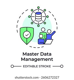 Master data management multi color concept icon. Organization critical information assets. Digital marketing. Round shape line illustration. Abstract idea. Graphic design. Easy to use in presentation