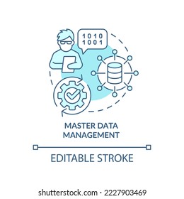 Master data management turquoise concept icon. Information technology abstract idea thin line illustration. Isolated outline drawing. Editable stroke. Arial, Myriad Pro-Bold fonts used