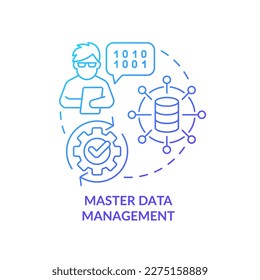 Master database management blue gradient concept icon. Information technology. System analyst. Data expert abstract idea thin line illustration. Isolated outline drawing. Myriad Pro-Bold font used