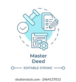 Master deed soft blue concept icon. Foundational document, ownership rights. Regulatory compliance. Round shape line illustration. Abstract idea. Graphic design. Easy to use in infographic