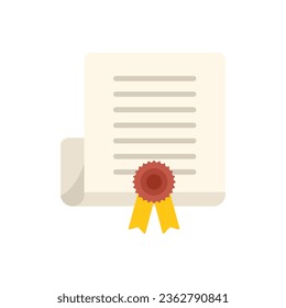 Master degree icon flat vector. Education diploma. University study isolated