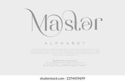 Master Elegant Font Uppercase Lowercase and Number. Classic Lettering Minimal Fashion Designs. Typography modern serif fonts regular decorative vintage concept. vector illustration
