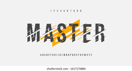 Master glitch fonts set. Modern alphabet uppercase font vector editable.