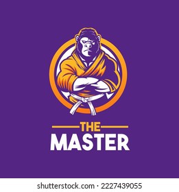 the master gorilla karate character mascot logo design for martial art sport logo and poster