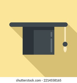 Master graduation hat icon flat vector. College diploma. Graduate cap