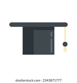 Master graduation hat icon flat vector. College diploma. Graduate cap isolated