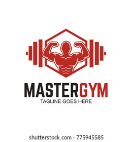 Master gym logo design template and icon fitness design
