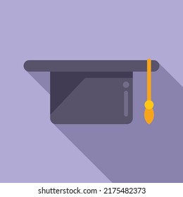 Master hat graduation icon flat vector. School cap. Online student