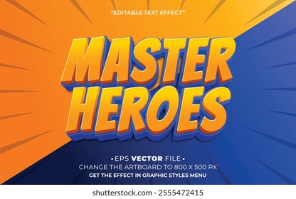 Master Heroes 3d text effect editable effect